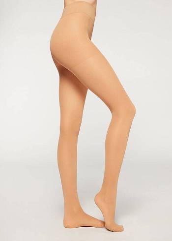 Női Calzedonia 40 Denier Action Strong Sheer Harisnyanadrág Bézs | HU1200UT