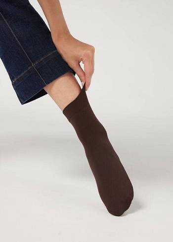 Női Calzedonia 50 Denier Soft Touch Rövid Zokni Kávé | HU2326MA