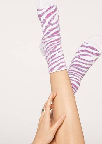 Női Calzedonia Animal Patterned Rövid Zokni Lila | HU2329VD