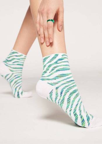 Női Calzedonia Animal Patterned Rövid Zokni Zöld | HU2330CE
