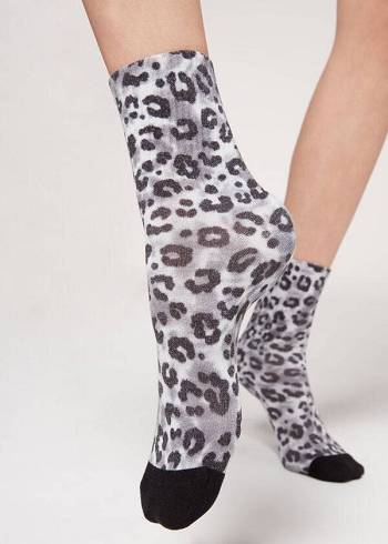 Női Calzedonia Animal Print Rövid Zokni Titán | HU2336HK