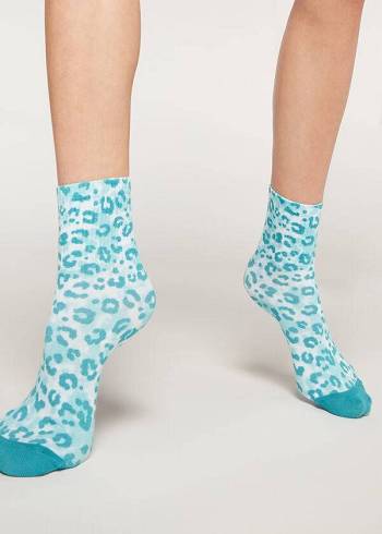Női Calzedonia Animal Print Rövid Zokni Zöld | HU2337GL