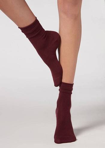 Női Calzedonia Ankle with Cashmere Rövid Zokni Piros | HU2342PQ