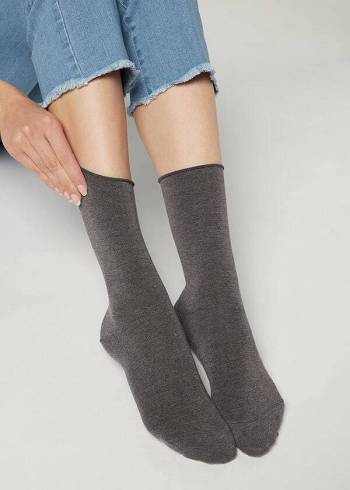 Női Calzedonia Ankle with Cashmere Rövid Zokni Szürke | HU2346YU