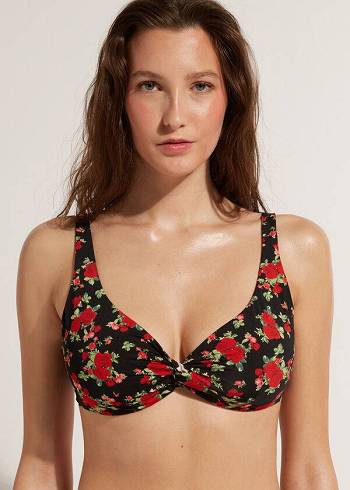 Női Calzedonia Balconette Rose Animal Print Nizza Bikini Felsők Rózsaszín | HU1682XF