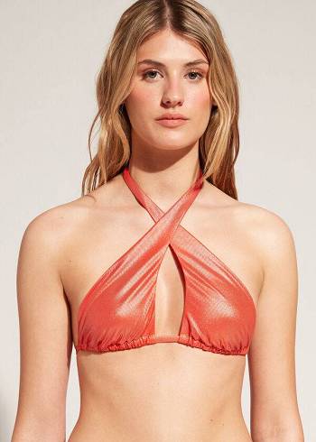 Női Calzedonia Bandeau Antigua Bikini Felsők Korall Narancssárga | HU1685BC