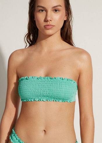 Női Calzedonia Bandeau Formentera Bikini Felsők Zöld | HU1689WY