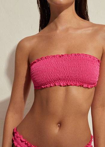Női Calzedonia Bandeau Formentera Bikini Felsők Rózsaszín | HU1690EX