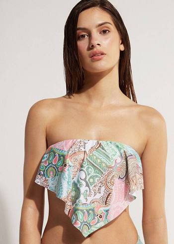 Női Calzedonia Bandeau Saint Tropez Bikini Felsők Türkiz | HU1697PQ