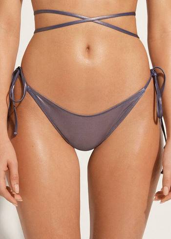 Női Calzedonia Brazilian Side Tie Daytona Bikini Alsó Kék | HU1323MA