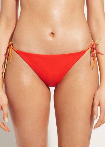 Női Calzedonia Brazilian String Berlino Bikini Alsó Piros | HU1327RW