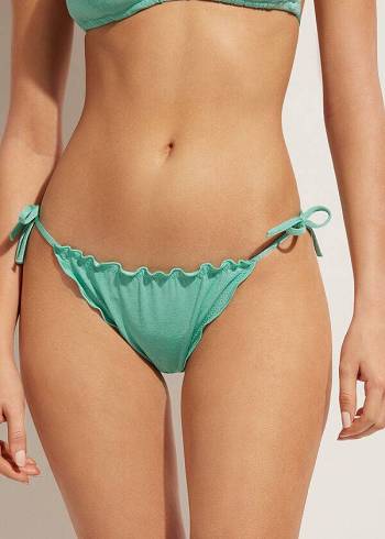 Női Calzedonia Brazilian String Formentera Bikini Alsó Zöld | HU1333PQ