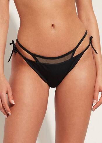 Női Calzedonia Brazilian String Tokyo Bikini Alsó Fekete | HU1342LH