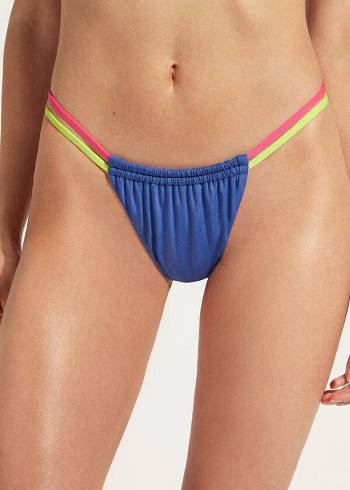 Női Calzedonia Brazilian String Tokyo Eco Bikini Alsó Kék | HU1343ZG