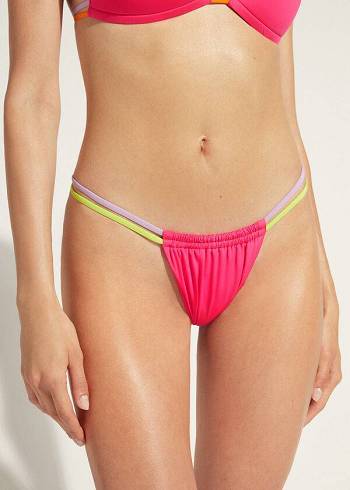 Női Calzedonia Brazilian String Tokyo Eco Bikini Alsó Rózsaszín | HU1344XF