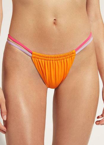 Női Calzedonia Brazilian String Tokyo Eco Bikini Alsó Narancssárga | HU1345CE