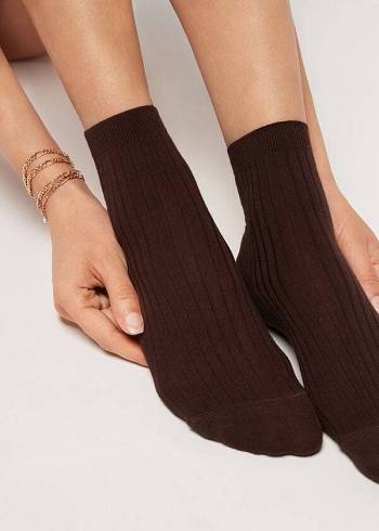 Női Calzedonia Cashmere Blend Rövid Zokni Barna | HU2351QZ