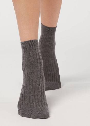 Női Calzedonia Cashmere Blend Rövid Zokni Szürke | HU2352MA