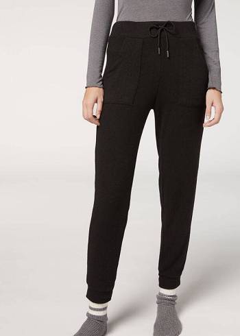 Női Calzedonia Cashmere Blend Stretch Leggings Fekete | HU2622HK
