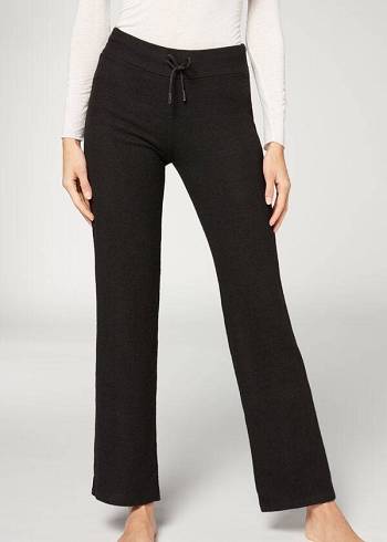 Női Calzedonia Cashmere Egyenes Leggings Fekete | HU2628AP