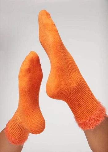 Női Calzedonia Cashmere Rövid with Soft Trim Zokni Narancssárga | HU2359LH