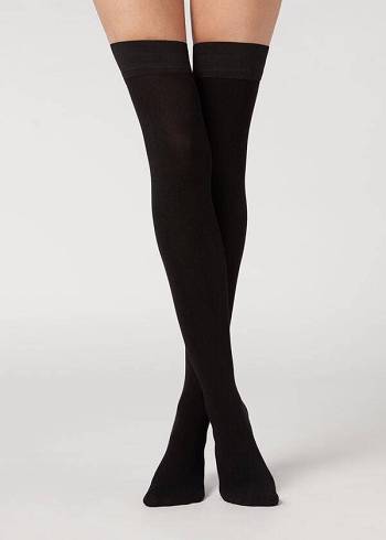Női Calzedonia Cashmere Thigh-Highs Harisnya Fekete | HU1261HK