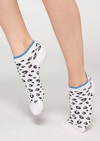 Női Calzedonia Checkered No-Show Zokni Fehér | HU2269PQ