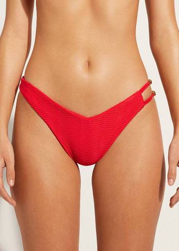 Női Calzedonia Chevron High-Cut Brazilian Casablanca Bikini Alsó Piros | HU1353RW