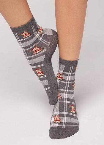 Női Calzedonia Christmas Rövid Zokni Szürke | HU2372YU
