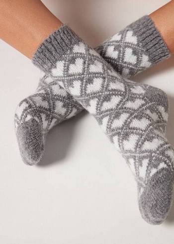 Női Calzedonia Christmas Soft Rövid Zokni Szürke | HU2376WY