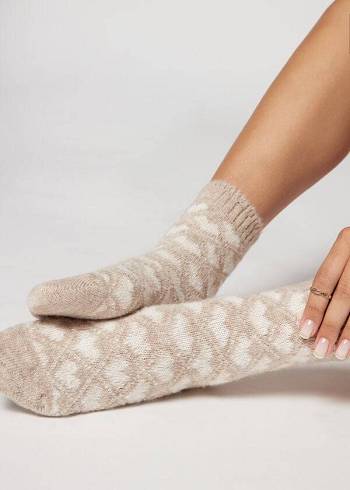 Női Calzedonia Christmas Soft Rövid Zokni Bézs | HU2378MA