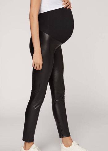Női Calzedonia Coated Thermal Maternity Leggings Fekete | HU2630OR