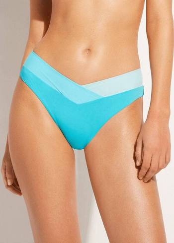 Női Calzedonia Color Block Azzorre Bikini Alsó Türkiz Zöld | HU1370XF