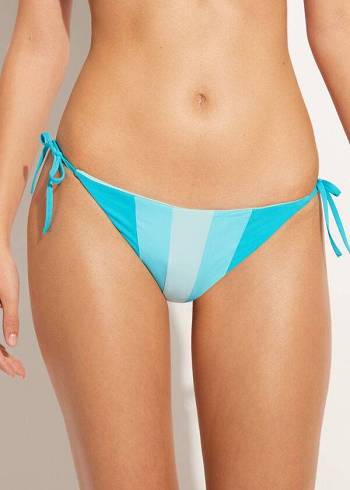 Női Calzedonia Color Block String Azzorre Bikini Alsó Türkiz Zöld | HU1371CE