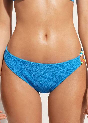 Női Calzedonia Crinkled San Diego Bikini Alsó Kék | HU1375MA