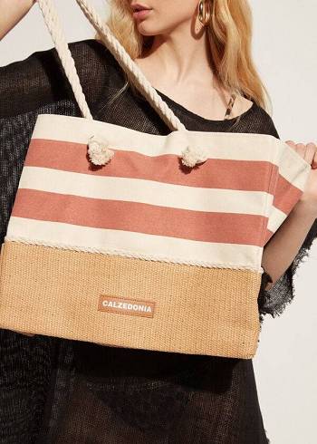 Női Calzedonia Csíkos Beach Bag Kiegészítők Barna | HU1284DN