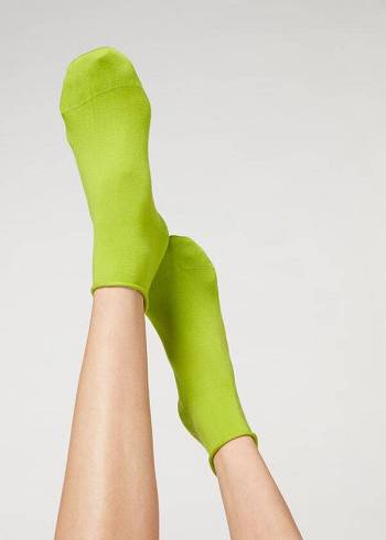 Női Calzedonia Cuffless Rövid in Pamut Zokni Zöld | HU2393AP