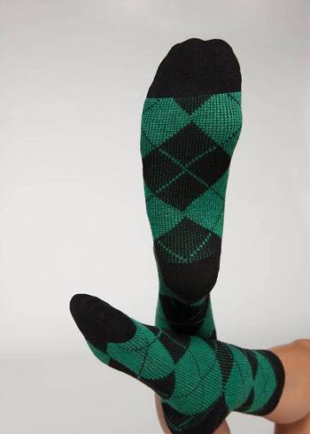 Női Calzedonia Diamond-Pattern Cashmere Rövid Zokni Fekete Zöld | HU2405NB