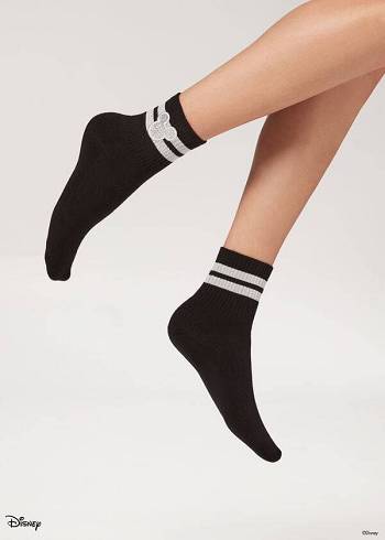 Női Calzedonia Disney Mickey Mouse Rövid Sport Zokni Fekete | HU2419AP