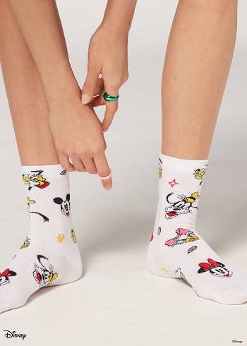 Női Calzedonia Disney Patterned Rövid Zokni Fehér | HU2423UT