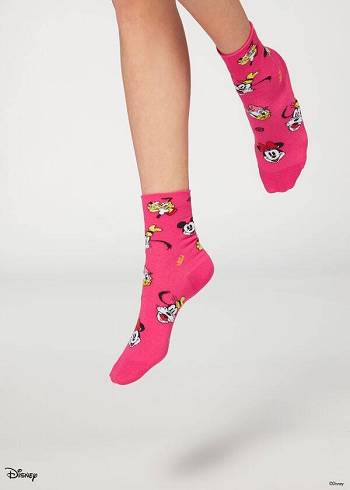 Női Calzedonia Disney Patterned Rövid Zokni Rózsaszín | HU2426RW
