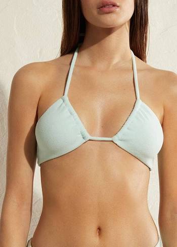 Női Calzedonia Drawstring Bandeau Beverly Hills Eco Bikini Felsők Kék | HU1710VD