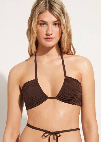 Női Calzedonia Drawstring Bandeau Islamorada Bikini Felsők Kávé Barna | HU1712NB