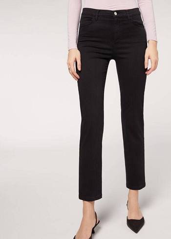 Női Calzedonia Eco Kényelem Farmer Nadrág Fekete | HU2567LH