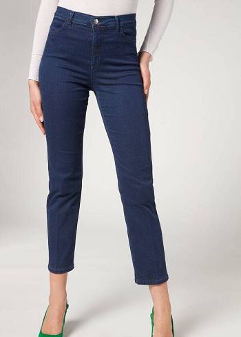 Női Calzedonia Eco Kényelem Farmer Nadrág Sötétkék | HU2568KI