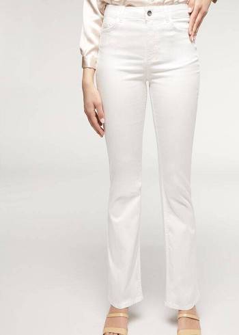 Női Calzedonia Eco Light Flared Denim Farmer Nadrág Fehér | HU2574SO