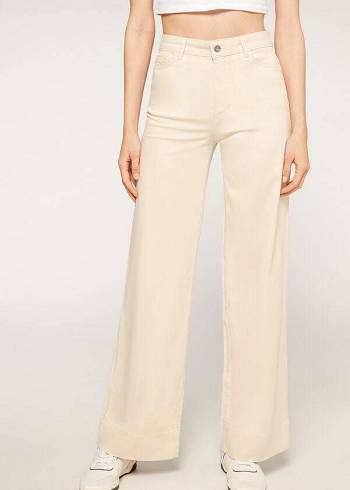 Női Calzedonia Eco Palazzo Farmer Nadrág Barna Bézs | HU2586MA