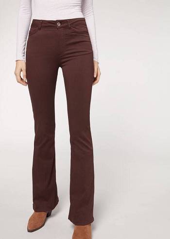 Női Calzedonia Flared Farmer Nadrág Barna | HU2596HK