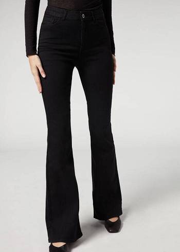 Női Calzedonia Flared Farmer Nadrág Fekete | HU2594KI