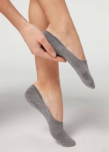Női Calzedonia Glitter Pamut Invisible Zokni Szürke | HU2209WY
